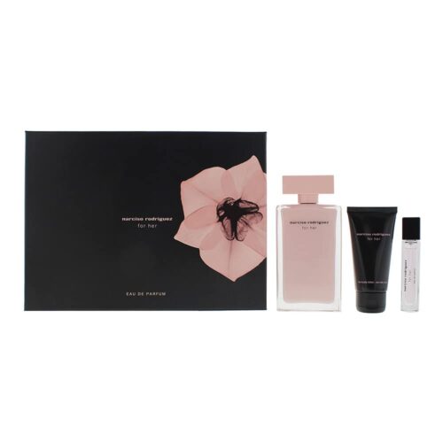 Narciso Rodriguez For Her 3 Piece Gift Set: Eau De Toilette 100ml - Body Lotion 50ml - Shower Gel 50ml