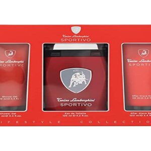 Lamborghini Sportivo 3 Piece Gift Set: Eau De Toilette 125ml - Shower Gel 100ml - Aftershave Balm 100ml