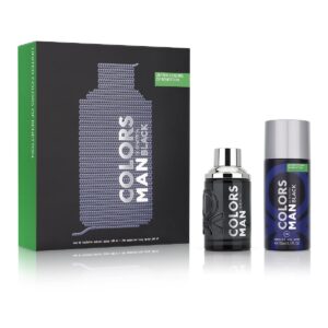 Benetton - Black from United Colors EDT 100 ml + Deodorant 150 ml - Long Lasting - Young, Modern and Casual Fragrance - Amber Woody, Citrus and Vanilla Notes- Ideal for Day Wear