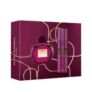 Banderas Perfumes - Her Secret Temptation Gift Set EDT 80 ml + Deodorant 150 ml - Romantic, Charming and Femenine Fragance - Oriental and Sweet Notes - Ideal for Day Wear