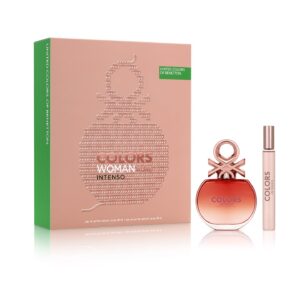 Benetton - Rose Intenso from United Colors Gift Set EDP 80ml + Megaspritzer 10 ml - Long Lasting - Intense, Young and Fresh Fragrance - Floral and Fruity Notes - Ideal for Daily Wear