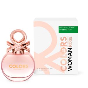 Benetton - Rose from United Colors, Eau de Toilette for Women - Long Lasting - Sensual, Young and Femenine Fragance - Floral and Woody Notes - Ideal for Day Wear - 50 ml