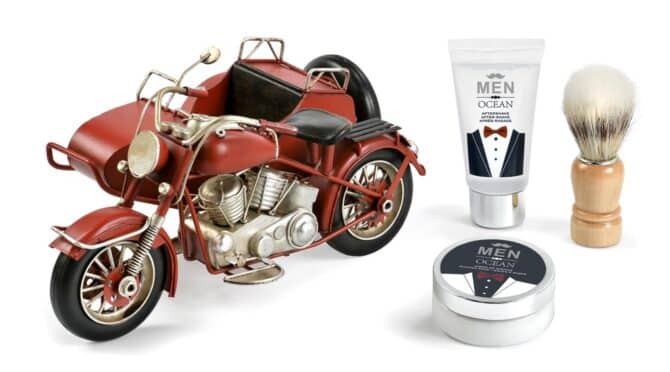 Luxurious Vintage Motorbike Shaving Set - Aftershave, Shaving Soap, Shaving Brush