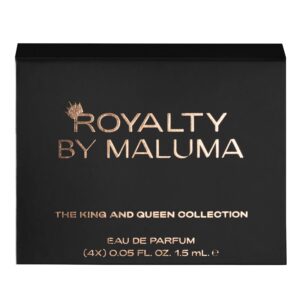 The King and Queen Collection by Royalty By Maluma for Unisex - 4 Pc Gift Set 0.05oz Onyx For Him EDP