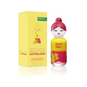 United Colors of Benetton - Sisterland Yellow Peony, Eau de Toilette for Women - Long Lasting - Fresh, Modern and Young Fragance - Floral and Fruity Notes - Ideal for Day Wear - 80 ml