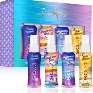 So Ķ? Escapes Womens Gift Set, with Ibiza Dream, Bali Breeze, Mykonos Nights & Majorca Love, Fragrance Spray Set (4 x 50ml)