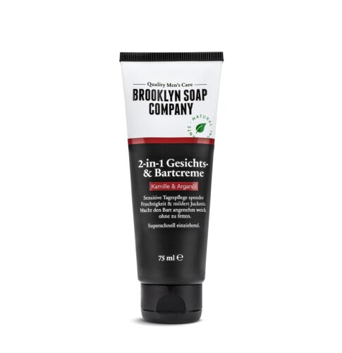 Beard cream and face cream (75 ml), 2-in-1 beard care from Brooklyn Soap Company, alternative to beard oil or beard balm, softer 3-day beard and less beard itching.