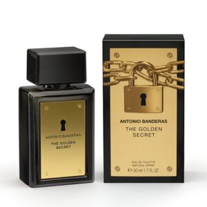 Banderas Perfumes - The Golden Secret - Eau de Toilette Spray for Men - Long Lasting - Masculine, Casual and Elegant Fragrance - Mint, Apple and Spicy Notes - Ideal for Day Wear - 50 ml