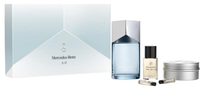 Mercedes-Benz Air by Mercedes-Benz for Men - 5 Pc Gift Set 3.4oz EDP Spray, 0.05oz Sea EDP Spray, 0.05oz Land EDP Spray, 1oz LSA Face Beard and Hair Oil, 3.8oz LSA Solid Shower Gel