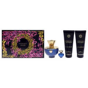 Versace Dylan Blue Pour Femme 4 Piece Gift Set: Eau De Parfum 100ml - Shower Gel 100ml - Body Lotion 100ml - Eau De Parfum 5ml