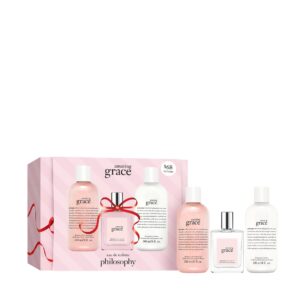 Philosophy 3 Piece Amazing Grace Eau de Toilette Collection Holiday Giftset including an Eau de Toilette 60ml, Shower Gel, Shampoo, Bubble Bath 230ml, and Firming Body Emulsion 230ml