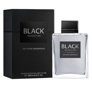 Banderas Perfumes - Black Seduction - Eau de Toilette Spray for Men - Long Lasting - Fresh, Masculine, Casual and Young Fragance - Amber Woody Notes - Ideal for Day Wear 200 ml