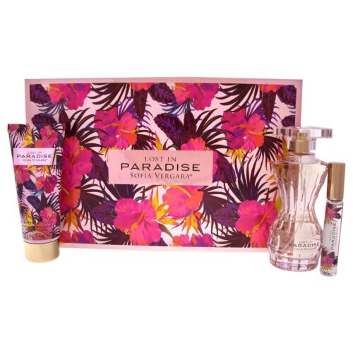 Sofia Vergara Lost In Paradise For Women 3 Pc Mini Gift Set 3.4Oz Edp Spray, 3.4Oz Body Lotion, 10Ml Edp Roller Ball